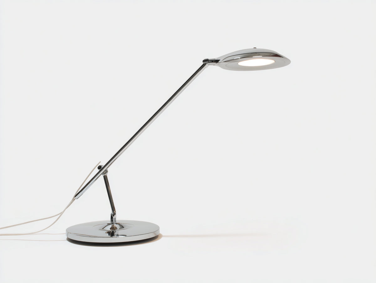 Lampada Da Scrivania 72×28×78 cm - acciaio cromato argento - asta inclinabile con testa circolare per Camera Da Letto