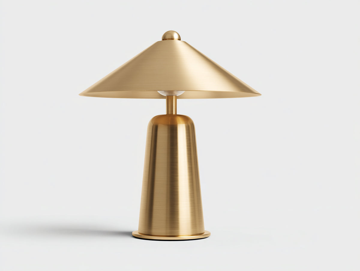 Lampada da scrivania 46×46×51 cm - metallo ottone - paralume conico e base piena per camera da letto