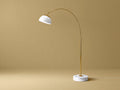 Lampada da terra ad arco 125×42×185 cm - metallo oro e paralume bianco con base bianca - luce laterale per camera da letto