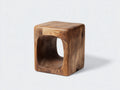 Pedale 40×38×46 cm - legno massello marrone rustico - corpo arrotondato con apertura passante per Camera Da Letto