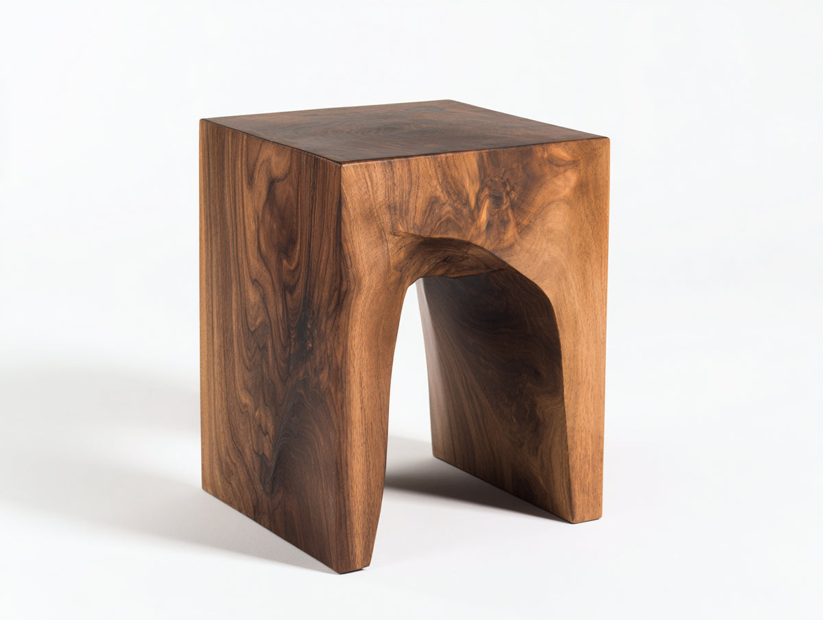 Pedale in legno massello 40×40×43 cm - marrone noce - sgabello geometrico compatto per zona notte