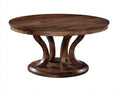 Tavolino Da Caffè rotondo 90×90×45 cm - legno di noce marrone scuro - base curva scultorea per Soggiorno