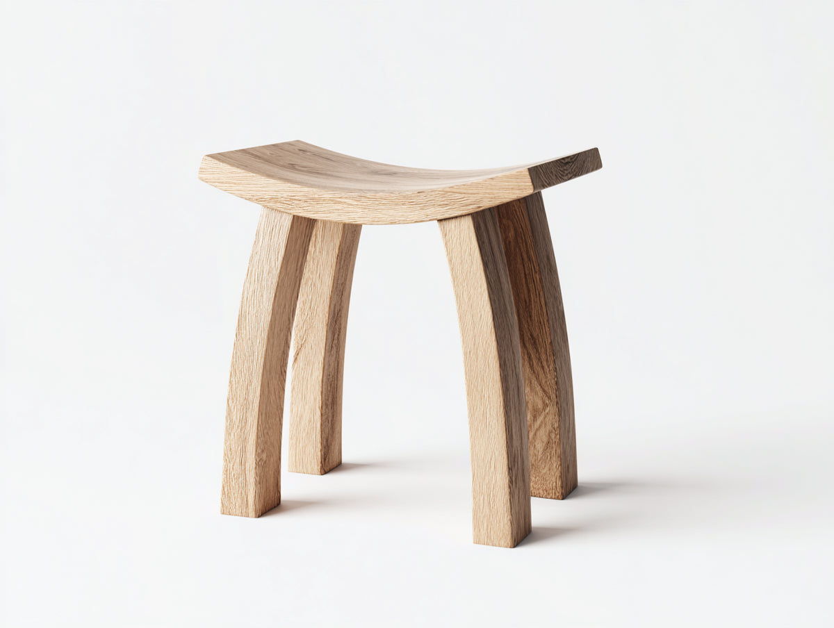 Pedale 44×32×48 cm - legno naturale chiaro - seduta concava con quattro gambe curve per Camera Da Letto