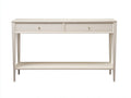 Console 115×38×87 cm - legno bianco avorio e pomelli ottone - due cassetti incorniciati con ripiano per Camera Da Letto