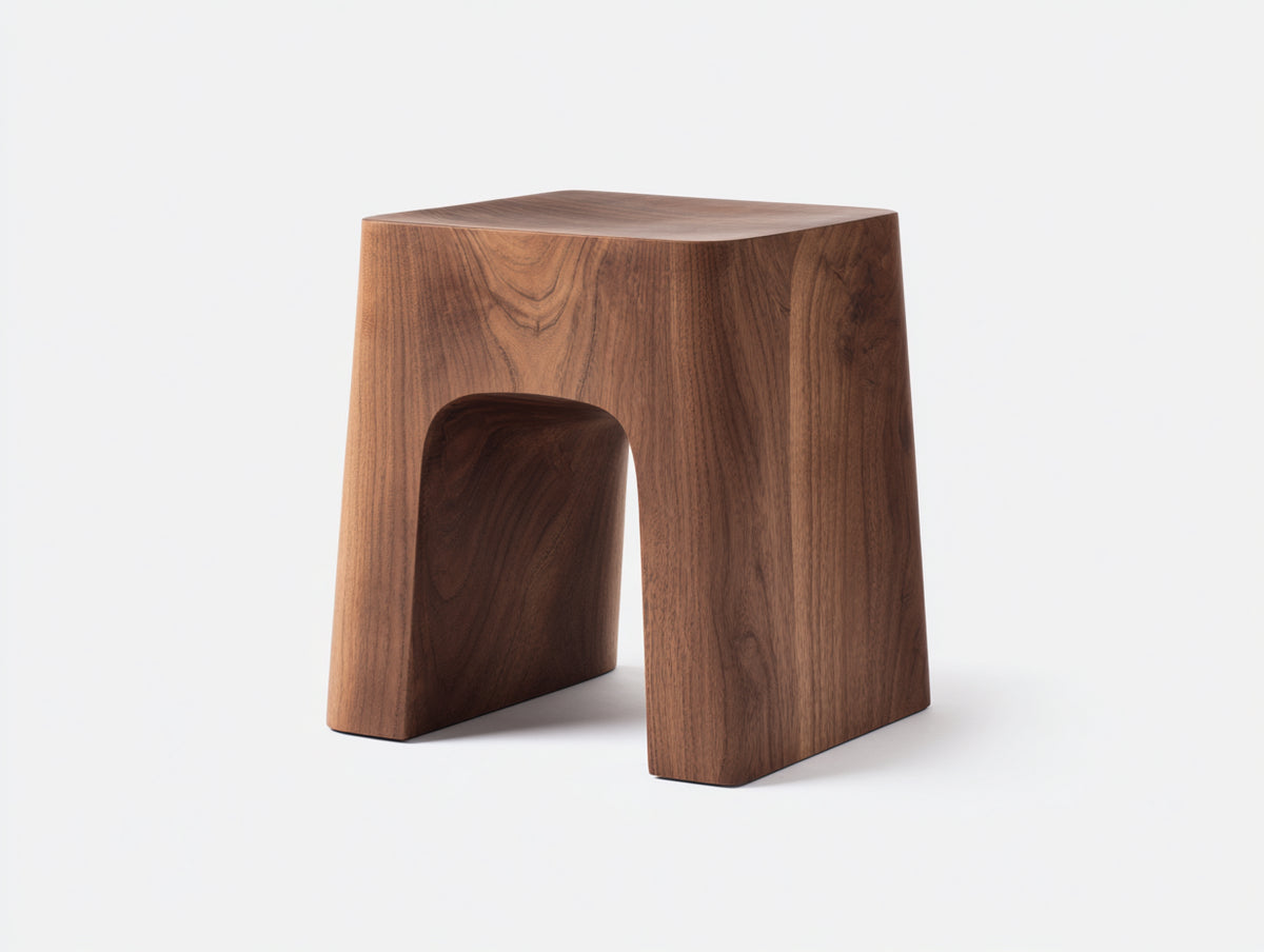 Pedale 42×36×48 cm - legno di noce marrone - seduta concava con struttura a ponte per Camera Da Letto