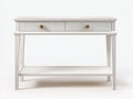 Console 110×38×85 cm - legno bianco decapato e pomelli ottone - due cassetti con ripiano per Camera Da Letto