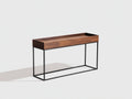 Console 125×36×80 cm - legno marrone e metallo nero - bordo rialzato con telaio aperto per camera da letto
