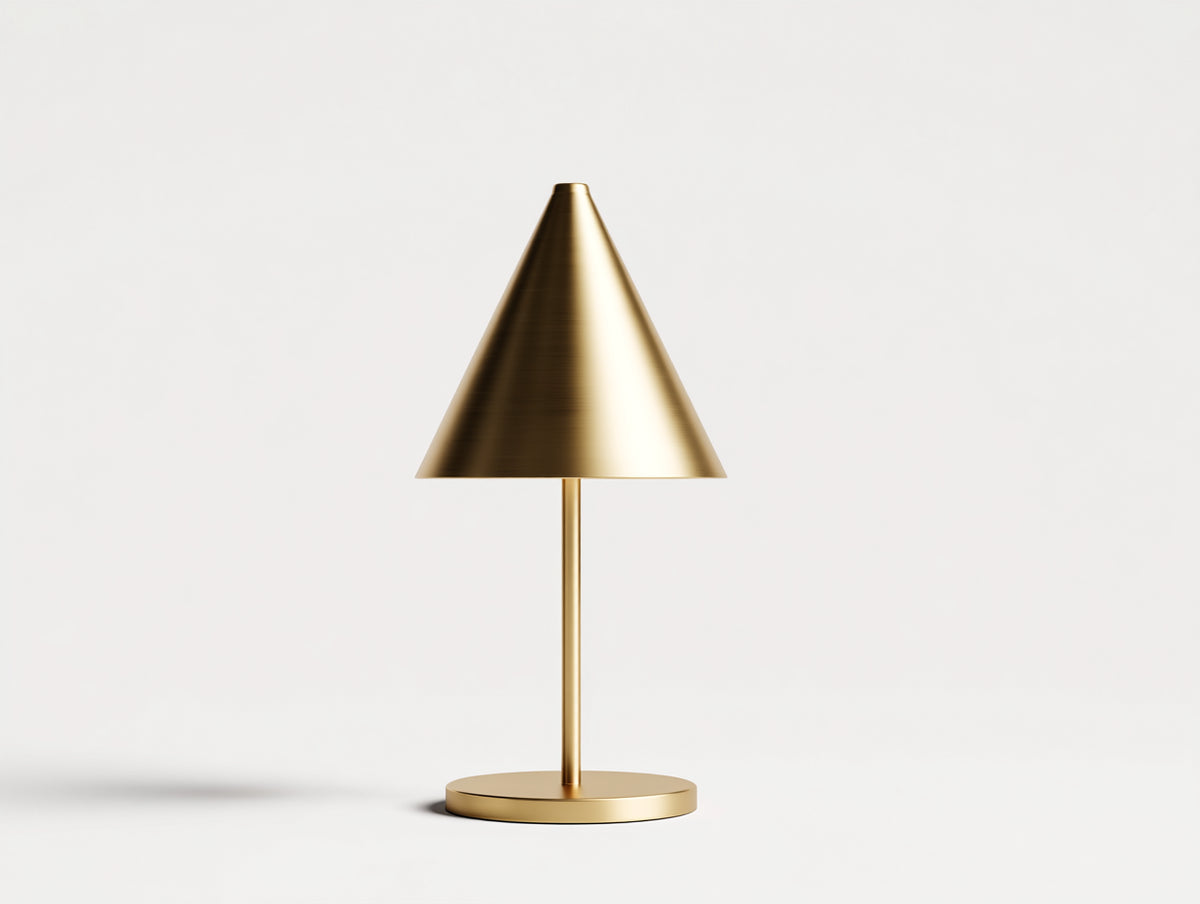 Lampada da scrivania 34×34×48 cm - metallo ottone - paralume conico e base circolare per camera da letto
