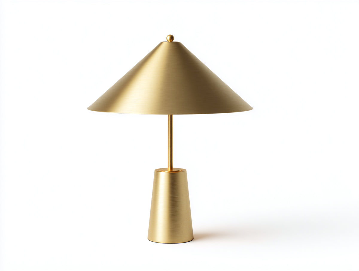 Lampada da scrivania 46×46×55 cm - metallo ottone - paralume svasato e base rastremata per camera da letto