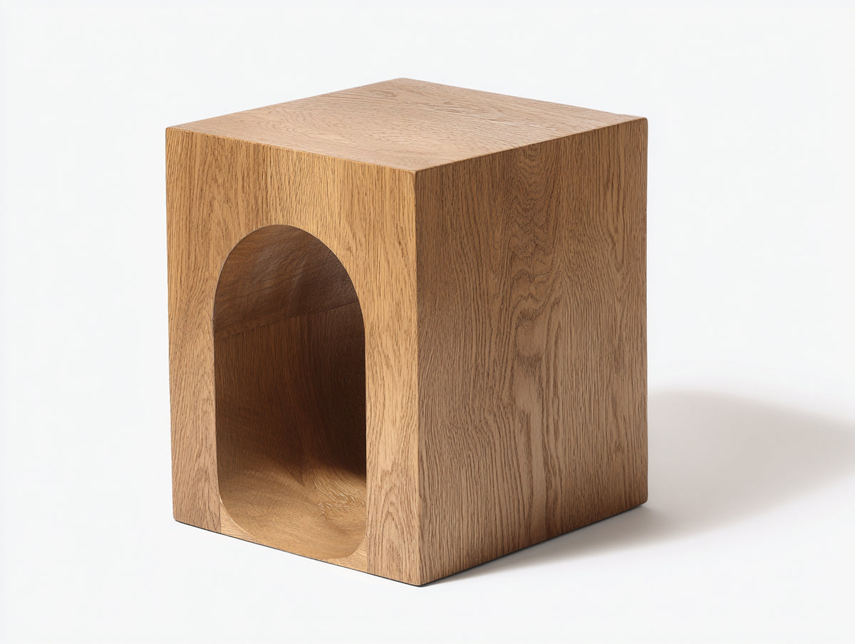 Pedale 40×40×52 cm - legno di rovere marrone miele - struttura monoblocco con vano arcuato per Camera Da Letto