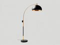 Lampada da terra ad arco 115×38×180 cm - metallo nero e oro con base nera - illuminazione diretta per camera da letto