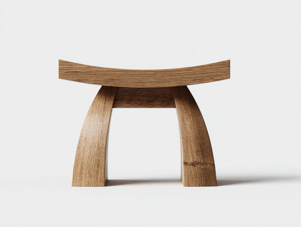 Pedale 52×32×46 cm - legno naturale marrone chiaro - seduta arcuata con sostegni inclinati per Camera Da Letto
