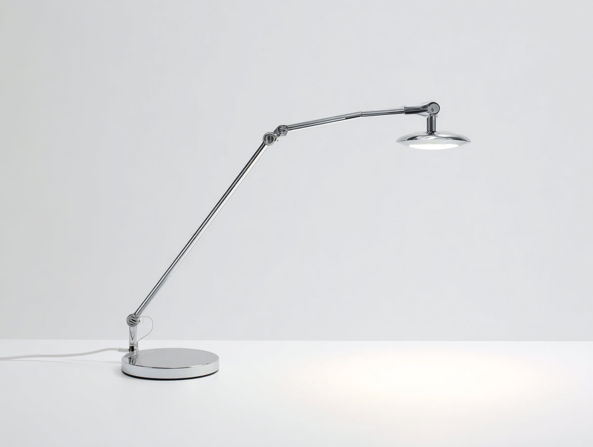 Lampada da scrivania articolata 78×22×58 cm - metallo cromato argento - luce orientabile per camera da letto