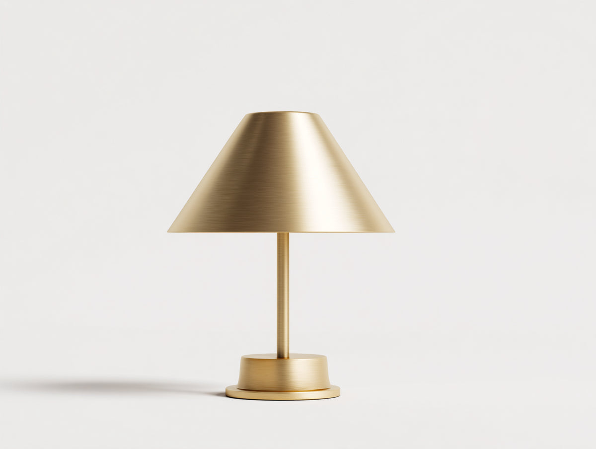 Lampada da scrivania 38×38×55 cm - metallo ottone - stelo sottile con paralume svasato per camera da letto