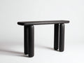 Console 140×38×82 cm - legno nero venato - piano arrotondato con quattro sostegni scultorei per Camera Da Letto