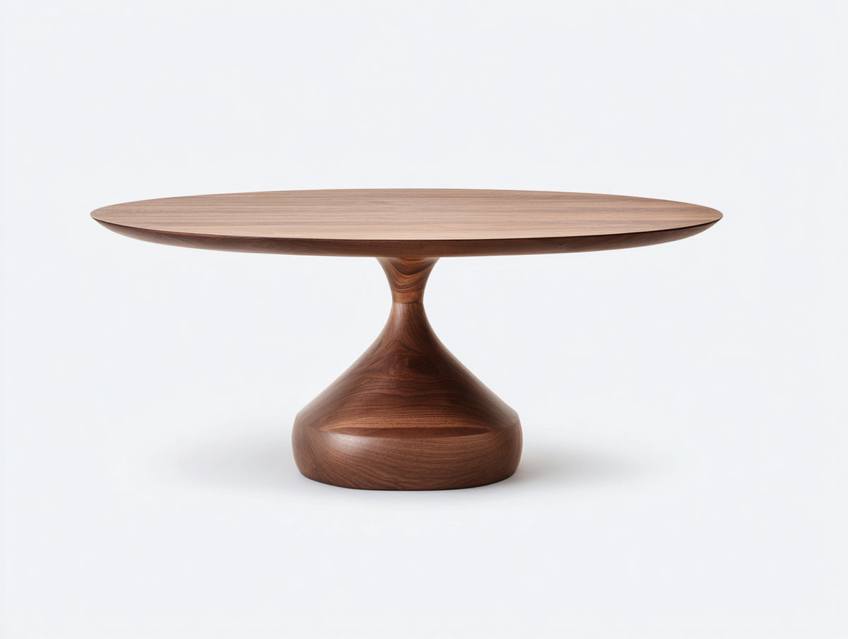 Tavolino Da Caffè ovale 115×75×43 cm - legno noce scuro - base sagomata elegante per soggiorno moderno