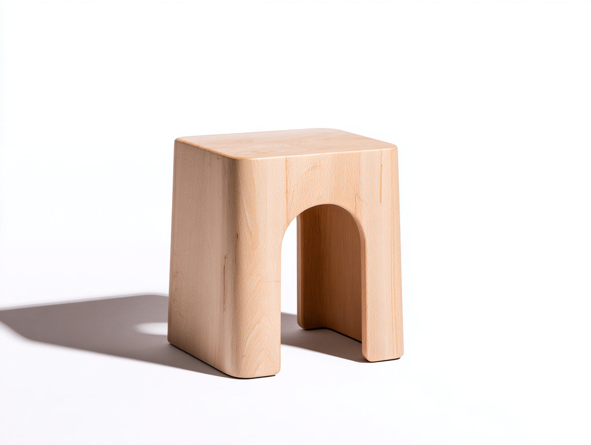 Pedale in legno massello 38×32×46 cm - rovere chiaro - sgabello compatto con apertura decorativa per camera da letto